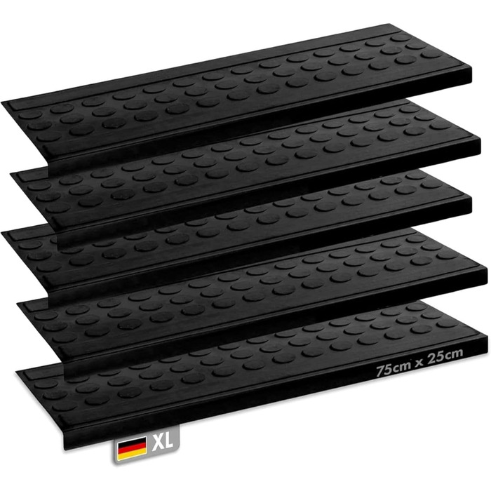 Rubber Threshold Mats with Beveled Edge - Non-Slip, Indoor/Outdoor - 5 Piece Set