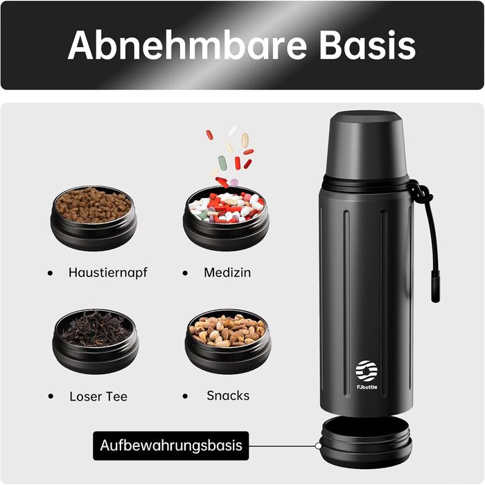 Термос Healter Thermoskanne 1л з чашкою (72 год холод, 24 год гаряче) - термофляга для кави, чаю, термокружка з знімним дном та фільтром, для подорожей, офісу та школи (зелений/чорний)