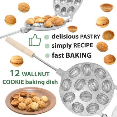 Форма для горішків електрична Nusswaffeleisen 12 комірок для печива Орешківниця
