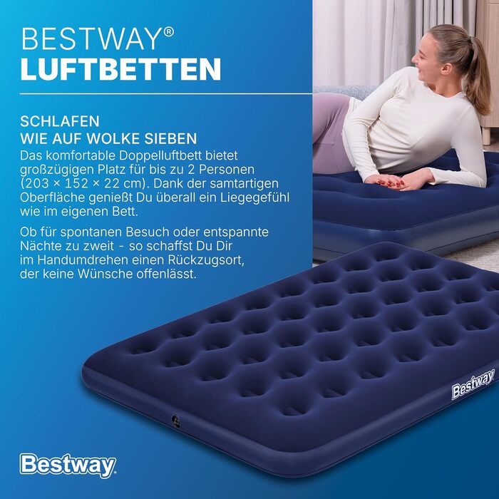 Повітряний матрац двоспільний Bestway Blue Horizon Double XL, 191 x 137 x 22 см, синій
