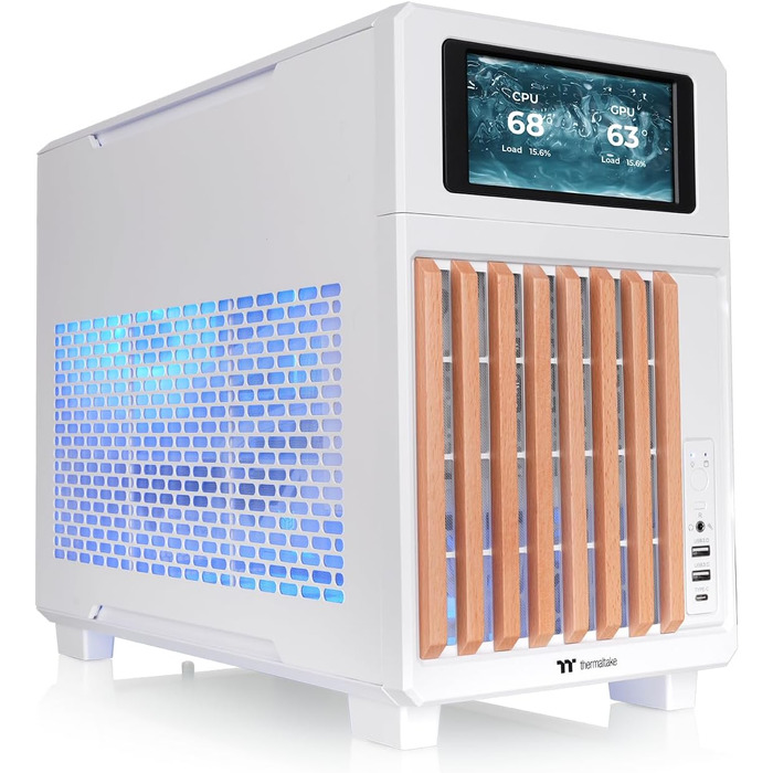 Корпус для ПК Thermaltake TR200 WS Micro-ATX/Mini-ITX, білий, підтримка СРО 360мм, 7 вентиляторів, USB-C