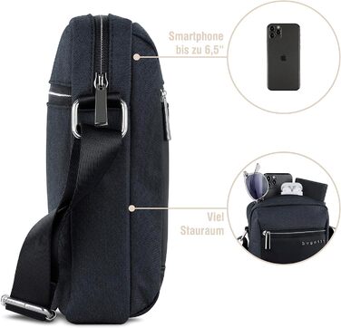 Чоловіча сумка Bugatti Era на плече з відділенням для планшета - Meenger Bag, Кур'єрська сумка (Антрацит Xs, XS)
