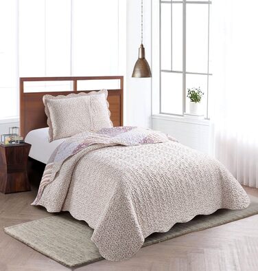 Комплект постільної білизни Brilliant Sunshine Grey Heart Love Patchwork (2 шт.): ковдра та наволочка, двоспальне ліжко, стегане покривало, рожевий, для дому