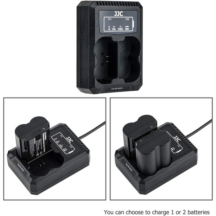 Зарядний пристрій JJC для акумуляторів Fujifilm NP-W235 (Dual USB) - сумісний з X-H2S, X-T4, BC-W235