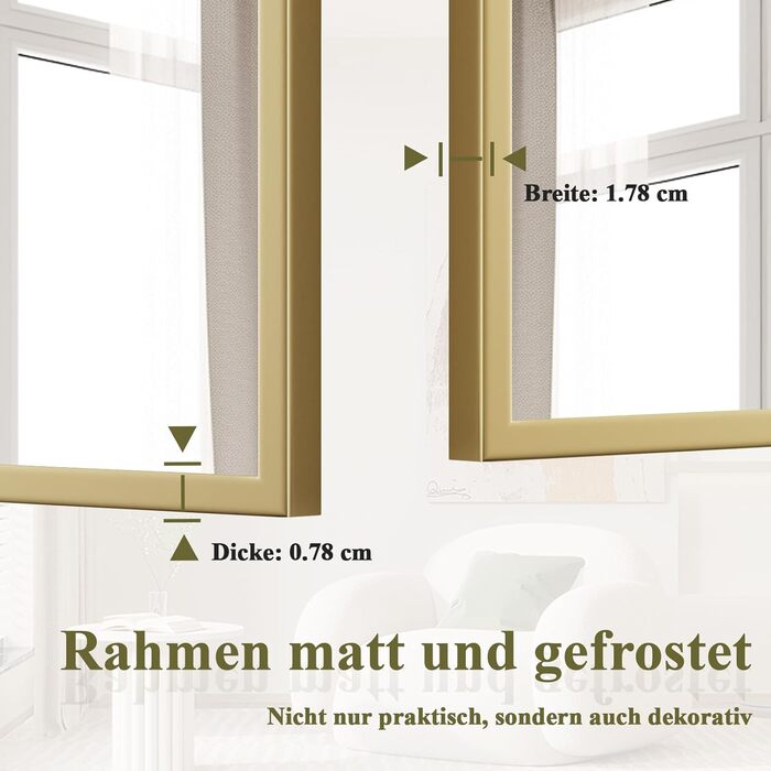 Дзеркало настінне прямокутне BEAUTYPEAK 81x61 см з металевим каркасом, безпечне для ванної кімнати, спальні, вітальні