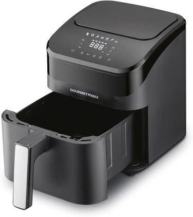 Gourmetmaxx Digital Air Fryer | 4L Air Fryer with Timer & Touchscreen | Fryer with versatile functions & programs | Fry with energy-saving efficiency, virtually without oil | Mini Oven - 1400 W Black 4 Liters
