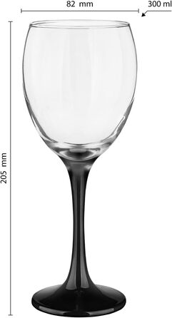 Набір келихів KROSNO Glasmark 1992: 6 шт., 300 мл, для вина, десерту, коктейлів, води. Чорний стілець, безпечні для миття в посудомийній машині