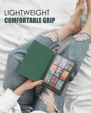 Чохол MoKo для Kindle Paperwhite 2024 (12-го покоління) та Kindle Colorsoft Signature Edition 2024, легкий з авто-ввімкненням/вимиканням, джинсовий зелений (Lotusblatt Grün)