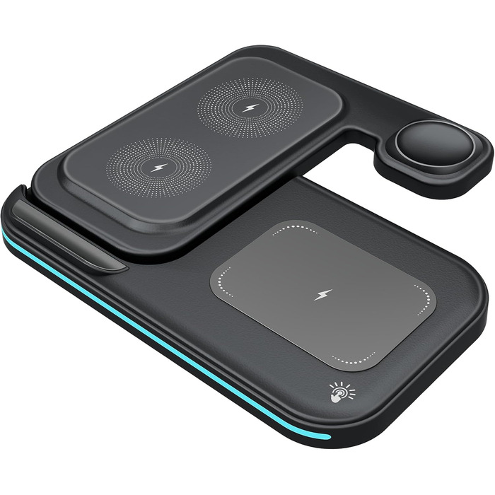 MMOBIEL Бездротова зарядка 3-в-1 для iPhone, Apple Watch та AirPods - 15W швидка індуктивна зарядка - Чорний колір