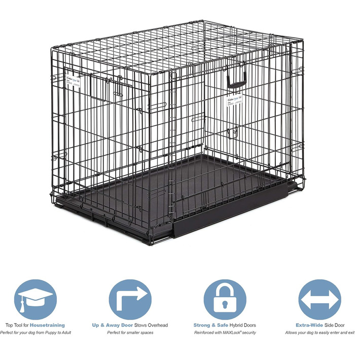 Кія MidWest Homes for Pets Ovation Modell 1924 - переносна будка для собак, чорна, для маленьких порід, з роздільником, захистом підлоги, витривала