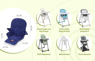 Універсальний сидіння-вкладиш для дитячого стільчика Ikea, Peg Perego, стільчиків для годування – м'яка накидка на дитячий стілець, морська синя з листям, сидіння-подушка для малюків