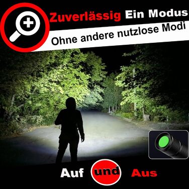 Набір ліхтариків Modus Extrem Hell 4 шт. - потужні LED ліхтарики з алюмінію, 2000 люмен, водонепроникні (IP65), з функцією зуму, для кемпінгу, туризму, надзвичайних ситуацій, подарунок, чорний