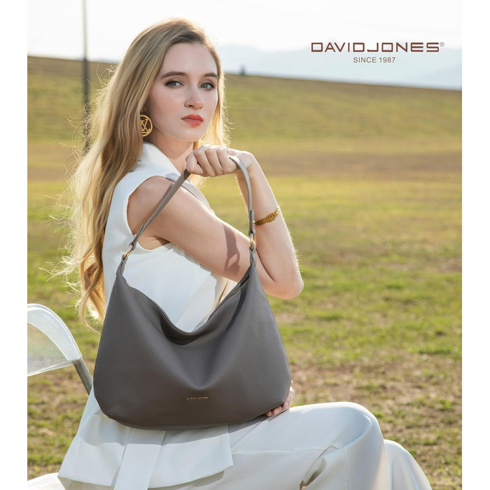 Сумка жіноча David Jones Hobo Shopper - велика шопер-сумка з м'якої PU шкіри, чорна. Сумка на плече та ручку для повсякденного використання, роботи