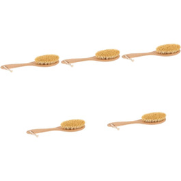 Wooden Bath Brush Beechwood Awning Solution Trash Body Scrub Cleaner Shower Brush with Long Handle Back Scrubber Shower Back Washer for Men Sisal Brush (5)