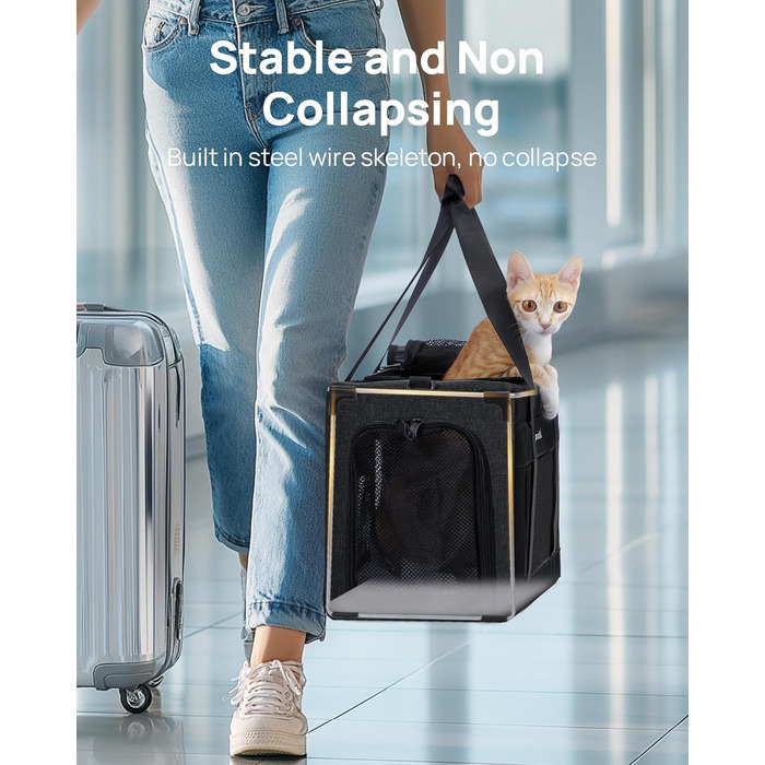 Транспортна сумка для котів Pecute Katzentasche: міцна переноска для домашніх тварин, легка, складана, для котів та маленьких собак, ідеальна для подорожей та до ветеринара, до 4 кг (44 x 23 x 30 см, темно-сірий)