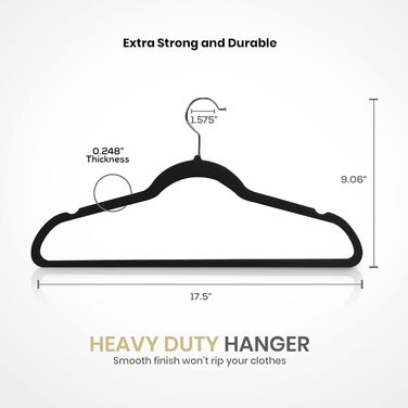 Utopia Home Premium Velvet Clothes Hangers - 50 Pack - Non-Slip & Durable Clothes Hangers - Black Clothes Hangers with 360 Degree Swivel Hook - Heavy-Duty Clothes Hangers