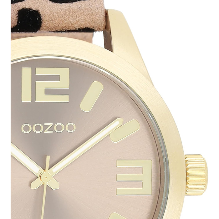 Жіночий аналоговий наручний годинник Oozoo Timepieces з шкіряним ремінцем, круглий циферблат, колір Леопард/Тауп