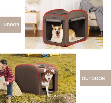 Складана переносна будка для собак Petsfit, 80x44x67 см, червоно-коричнева