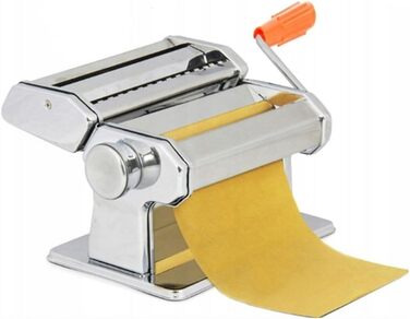 Maestro MR-1679R Pasta Machine, Manual Fresh Pasta Maker, Noodle Cutter, Stainless Steel, 8 Thickness Settings, Ravioli Attachment, Easy to Use for Home, Lasagna, Spaghetti, Noodles
