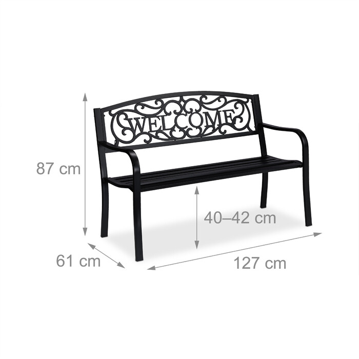 Relaxdays Metal Garden Bench Welcome