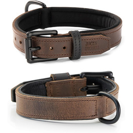Нашийник для собак Джек Рассел з натуральної шкіри та неопрену – м'який та міцний нашийник для маленьких та великих собак – преміум нашийник Craig (L) L (42.0-51.0 см)