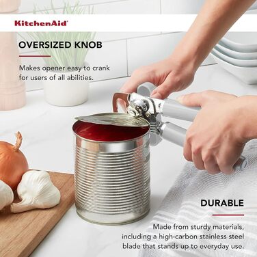 KitchenAid KE199OHWHA Класичний багатофункціональний відкривач банок/пляшок, пластик, нержавіюча сталь, білий