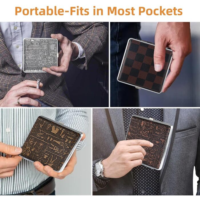 Металеве екіпен для сигарет на 20 штук з гумкою, 10*10*2 см - подарунок для чоловіків та жінок