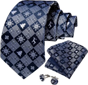 Диванні Шовкові Краваткові Набори для Чоловіків на Різдво від DiBanGu з Кишеньковим Квадратом та Краватками, Ткані Жакардом, Колір Блакитний (7809)