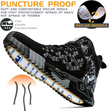 Черевики робочі чоловічі/жіночі, захисні, спортивні, з металевим носком, антиковзаючі, чорні, розміри 37-46 EU