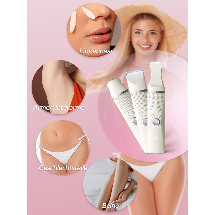 Електричний набір для гоління жінок, багатофункціональний. Ідеально підходить для гоління тіла, зони бікіні, ніг та рук. З USB-C зарядкою та чохлом. Бежевий колір.