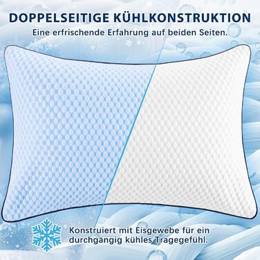 Подушка з піни Memory Foam для сну: охолоджуюча, ергономічна для бокових, спинних та животиків (40x80 см, синьо-біла)