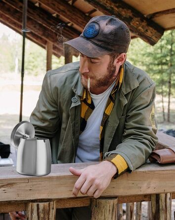 Попільничка для вулиці з кришкою - герметична, вітростійка, підлогова попільничка для вулиці та дому - попільничка з нержавіючої сталі для сигарет (срібна)