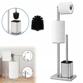 Підставка-тримач для туалетного паперу та йоржика для унітазу, срібляста, нержавіюча сталь, стиль Лофт