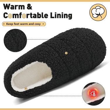 Тапочки халатні Mishansha зимові, унісекс, з піною Memory Foam, хардсоул, 36-47, білі (чорні Onyx, 38/39 EU)