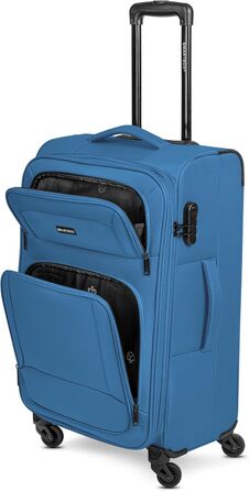 Набір валізак Smartbox 3-в-1 для жінок та чоловіків | Легкі та міцні валізи-ролери, якісний softcase, 4 колеса та кодовий замок | Розширювані валізи (Edition 04) Slate-blue