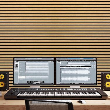 Акустичні панелі TONOR самоклеючі для звукоізоляції, 120x60x1.9 см, шумопоглинаючі панелі для студії, офісу та дому, колір Тик (набір 4 шт)