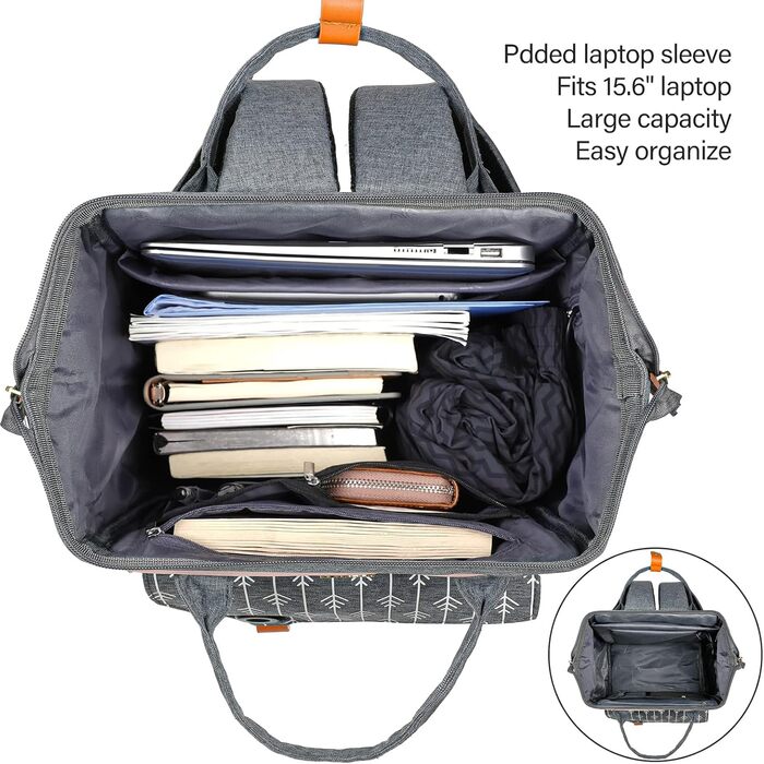 Жіночий рюкзак для ноутбука 15.6 дюймів, шкільний/робочий рюкзак з USB-портом для зарядки, для подорожей, кемпінгу, дівчаток, Оксфорд (рожевий)