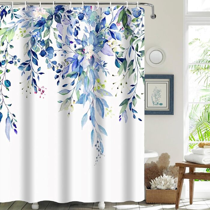 Шторка для душу текстильна з 12 гачками, водонепроникна, антигрибкова, зелена, 180x200 см