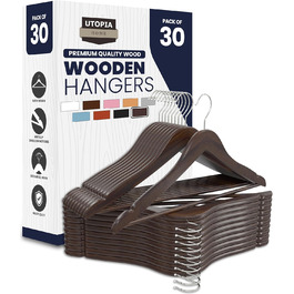 Набір вішалок для штанів та одягу Utopia Home (20 шт.) з дерев'яними поперечинами, білі