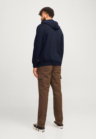 Чоловічий теплий худі з принтом JACK & JONES JJEOGO Basic — темно-синій, розмір 8XL