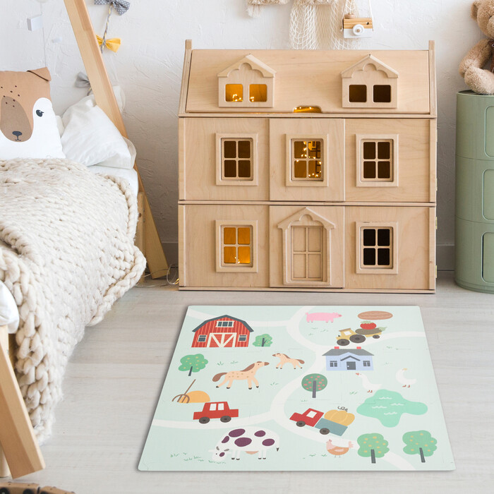 Relaxdays Puzzle Mat Farm