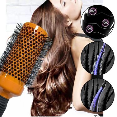 Набір для укладки волосся Haar: Кругла щітка для волосся з нейлоновим та кабановим щетиною, керамічна, антистатична, для салонного використання