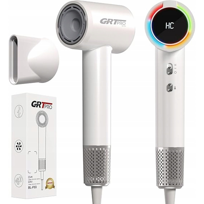 Фен для волосся GRT PRO 2200W з дифузором, білий