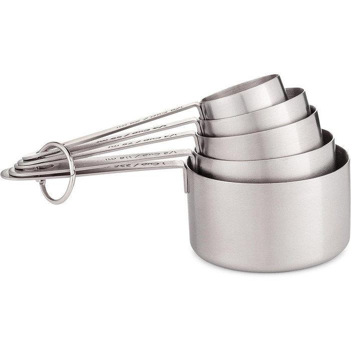 Stainless Steel Measuring Cups – 5-Piece Durable Measuring Cup Set for Dry Ingredients, Spices, or Liquids