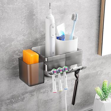 Тримач для електричної зубної щітки зі знімними насадками, нержавіюча сталь, настінний, без свердління