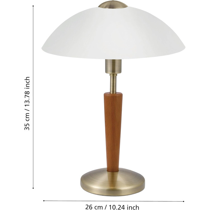 Настільна лампа EGLO Solo 1 з регулюванням яскравості, сталь, скло сатинове біле, цоколь E14