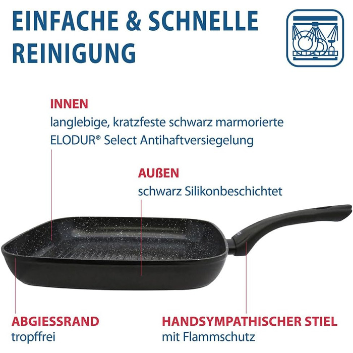 Пан з антипригарним покриттям ELO Belugo 28 см з нержавіючої сталі – сковорода для індукційних плит, чорна, з покриттям ELODUR® Select (без PFAS)