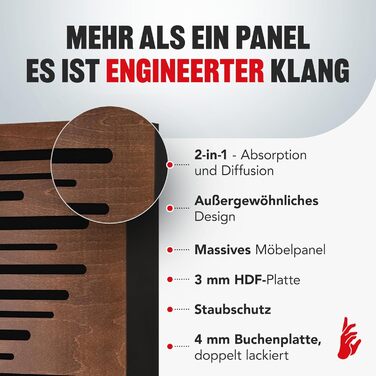 Акустична панель Addictive Sound AbFuser Wood для шумоізоляції, дерев'яна панель для студії, дому та офісу, 100x50x11,5 см, коричнева
