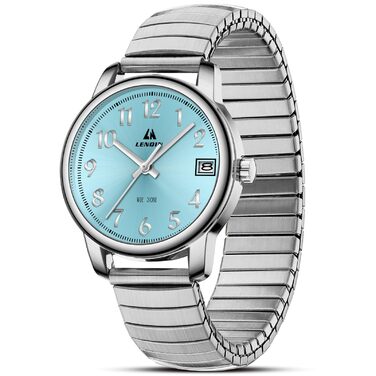 Жіночий годинник LN LENQIN: кварцовий годинник з нержавіючої сталі, водонепроникний, аналоговий, з регульованим браслетом (сріблястий, синій)