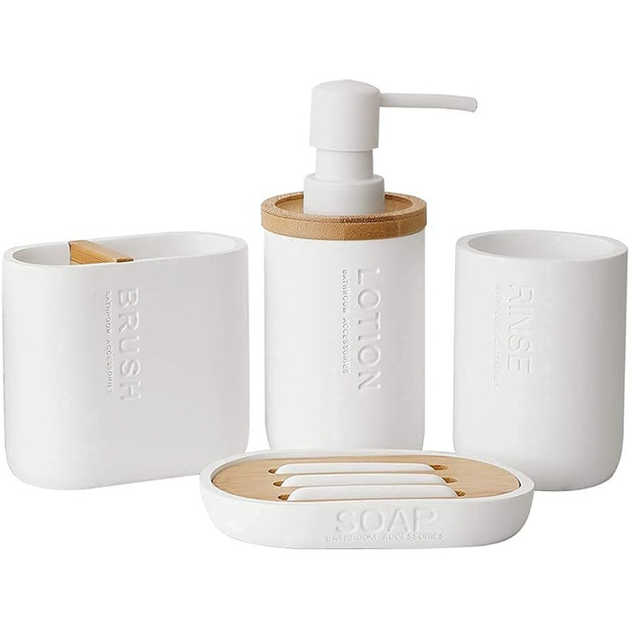 Набір аксесуарів для ванної кімнати з бамбуком/деревом, набір для ванної кімнати, аксесуари для кухні, себорегулятор, тримач для зубних щіток, мильниця